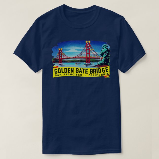 Camiseta Puente Golden Gate de los años 50 en San Francisco (Diseño del anverso)