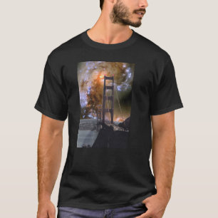 Camiseta Puente Golden Gate y galaxias que chocan de Hubble