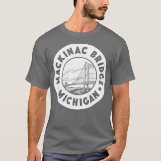 Camiseta Puente Mackinac Michigan Círculo Blanco