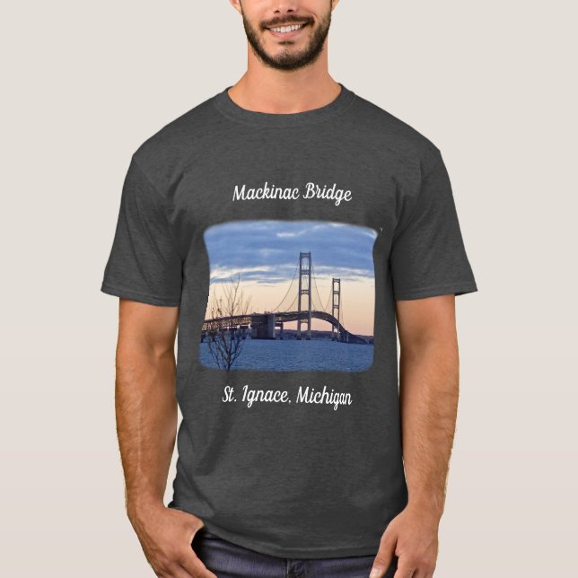 Camiseta Puente Mackinac St. Ignace con letras blancas (Anverso)