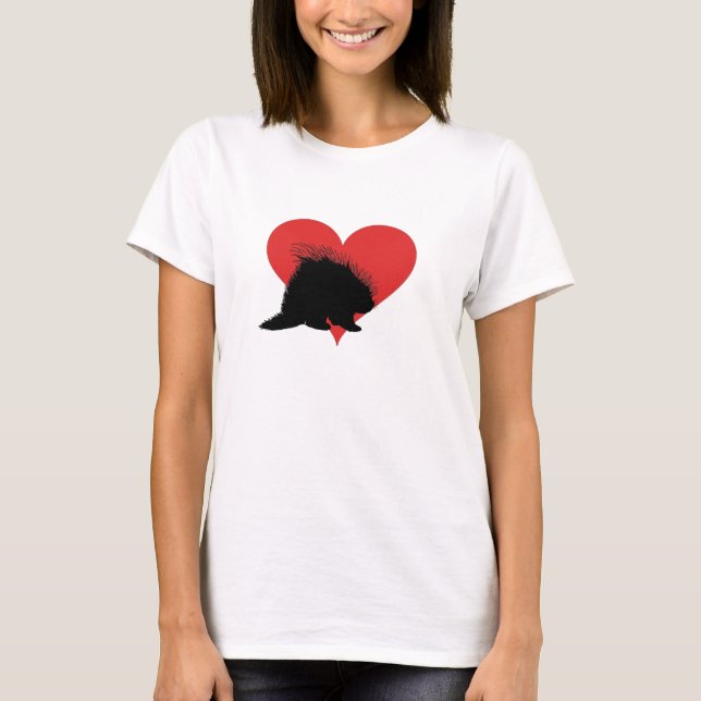 Camiseta Puerco espín con un corazón rojo grande (Anverso)
