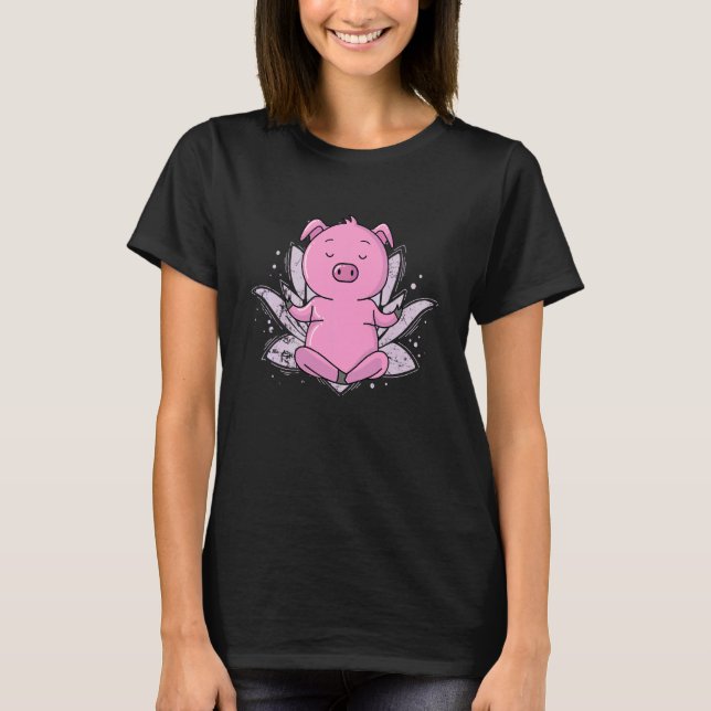 Camiseta Puerco Namaste Meditando (Anverso)