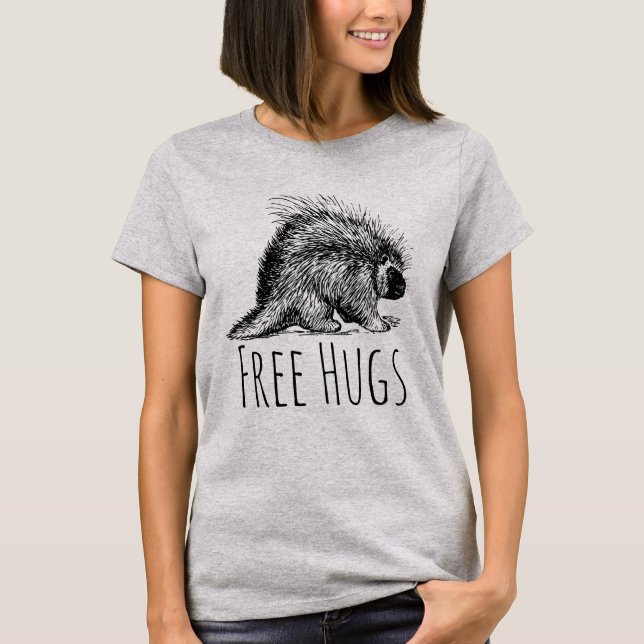 Camiseta Puercoespín de Abrazos Gratis Divertido (Anverso)