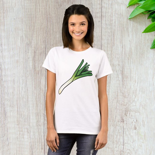 Camiseta Puerro Verde Simple Verdura (Subido por el creador)