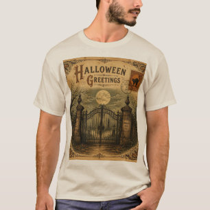 Camiseta Puerta de cementerio vintage de Halloween