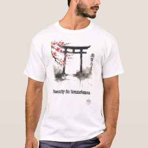 Camiseta Puerta Torii Sakura Arte Acuarela