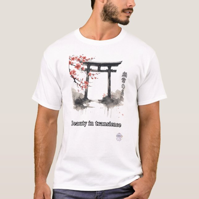 Camiseta Puerta Torii Sakura Arte Acuarela (Anverso)