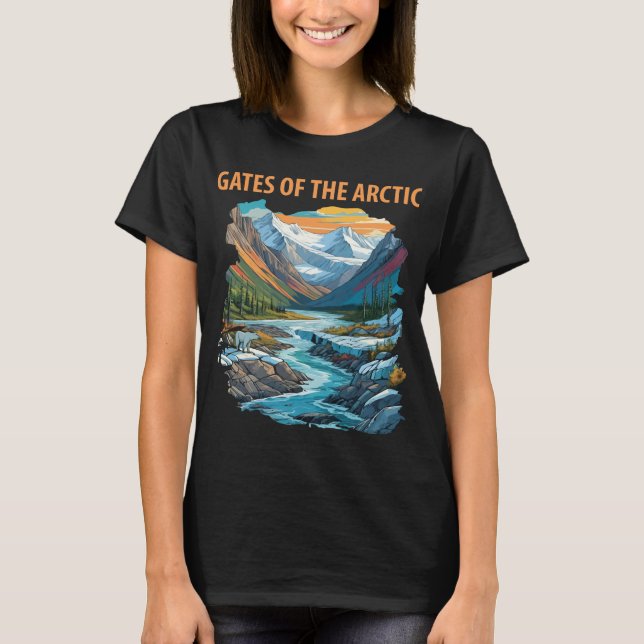 Camiseta Puertas del río ártico azul viaje (Anverso)