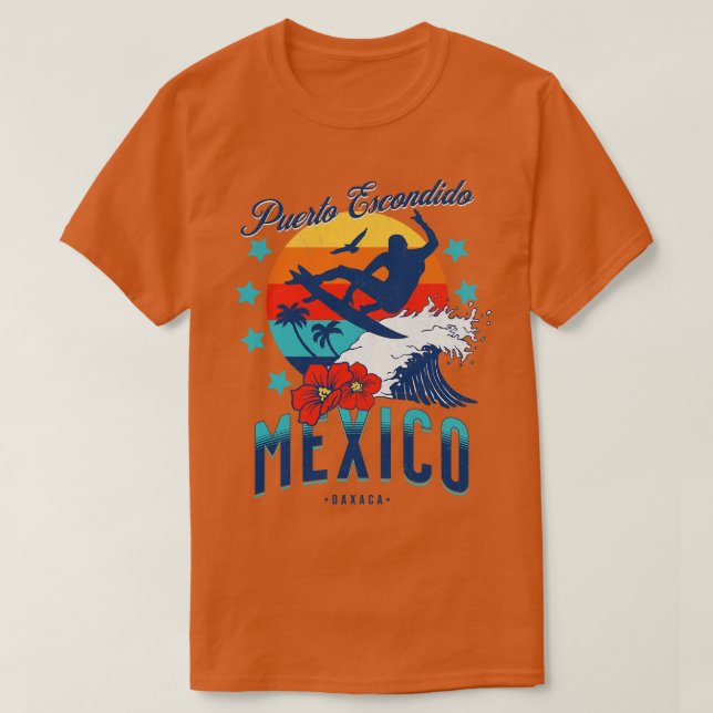 Camiseta Puerto Escondido Oaxaca México Big Wave Surfing (Diseño del anverso)