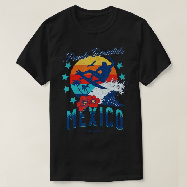 Camiseta Puerto Escondido Oaxaca México Big Wave Surfing Su (Diseño del anverso)