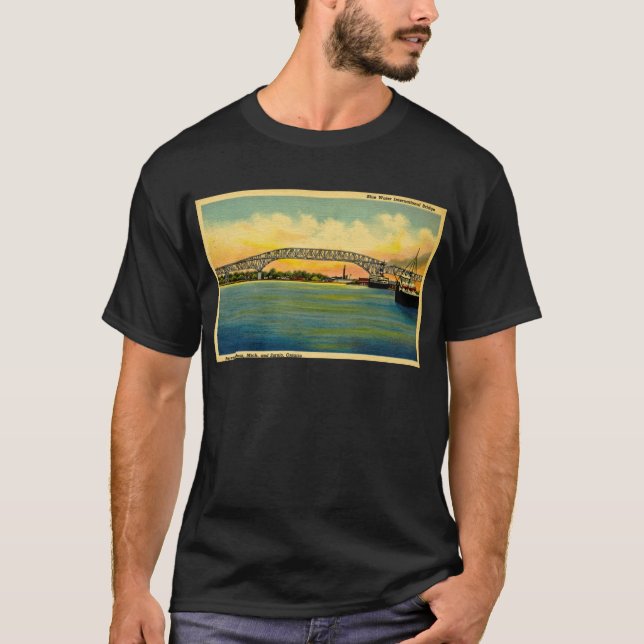 Camiseta Puerto Huron Michigan del puente de Bluewater (Anverso)