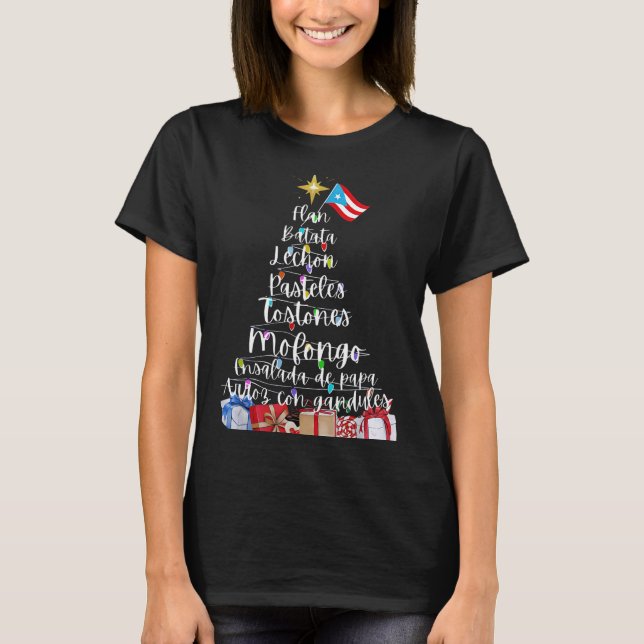 Camiseta Puerto Rican Christmas Tree Lights Food Traditions (Anverso)