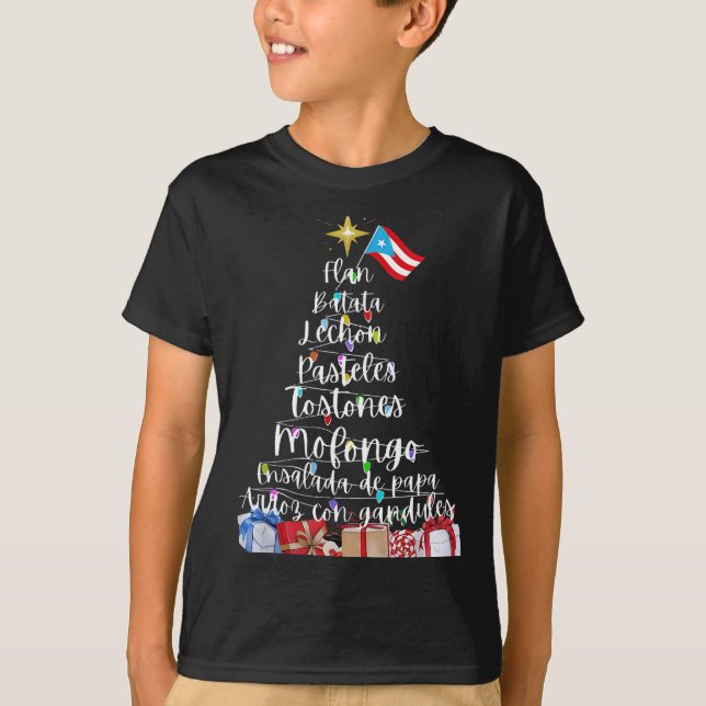 Camiseta Puerto Rican Christmas Tree Lights Food Traditions (Anverso)
