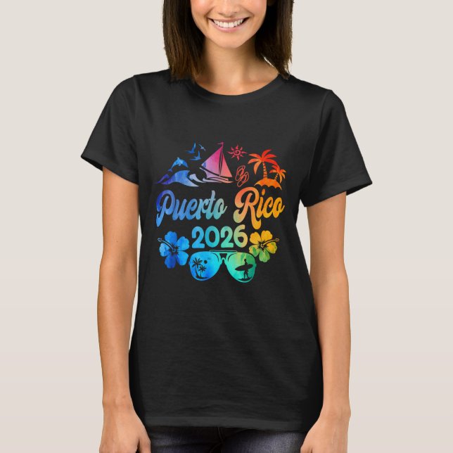 Camiseta Puerto Rico 2026 Vacation Beach Tie Dye Trip Summe (Anverso)