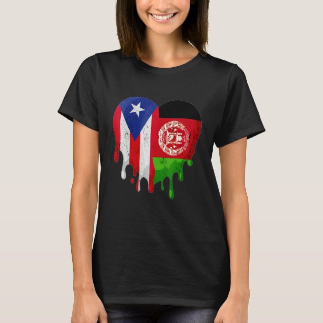 Camiseta Puerto Rico Afghanistan Flag Heart Grown Patriot C (Anverso)