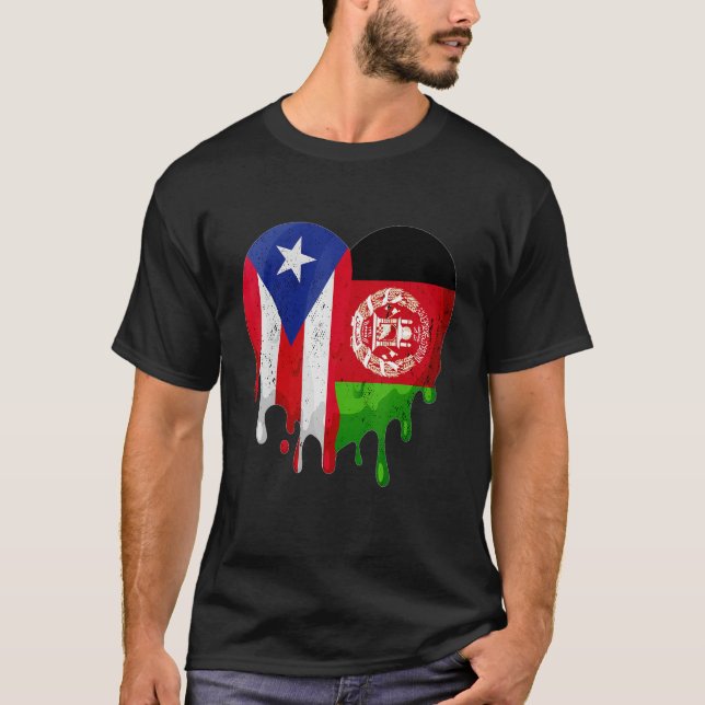Camiseta Puerto Rico Afghanistan Flag Heart Grown Patriot C (Anverso)