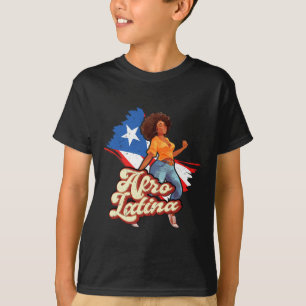 Camiseta Puerto Rico Afro Latina Boricua Bandera bailando