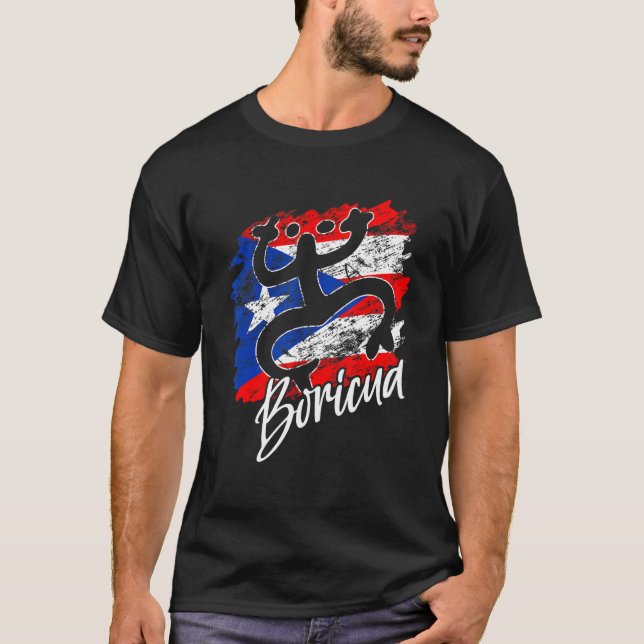Camiseta Puerto Rico angustió a las raíces rojas Coqui Tain (Anverso)