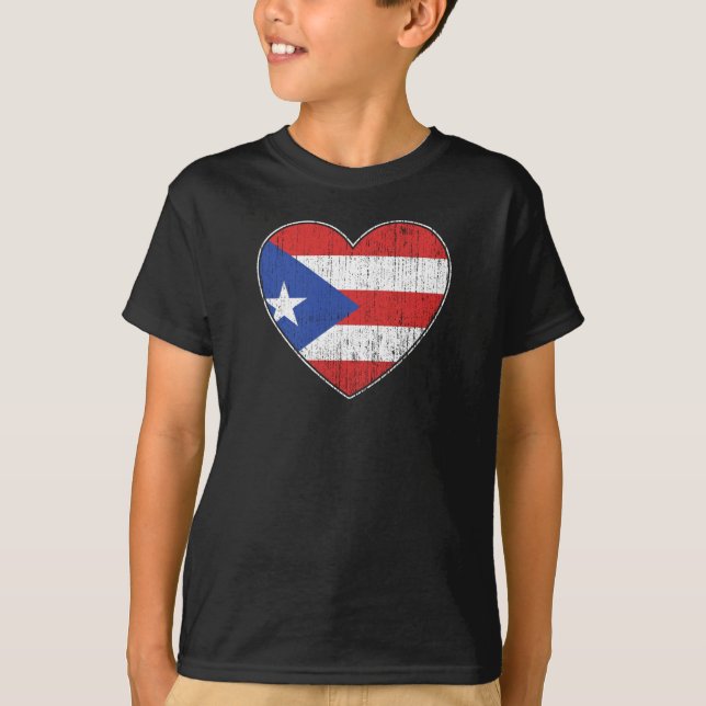 Camiseta Puerto Rico Bandera amor Corazón Puertorriqueño (Anverso)