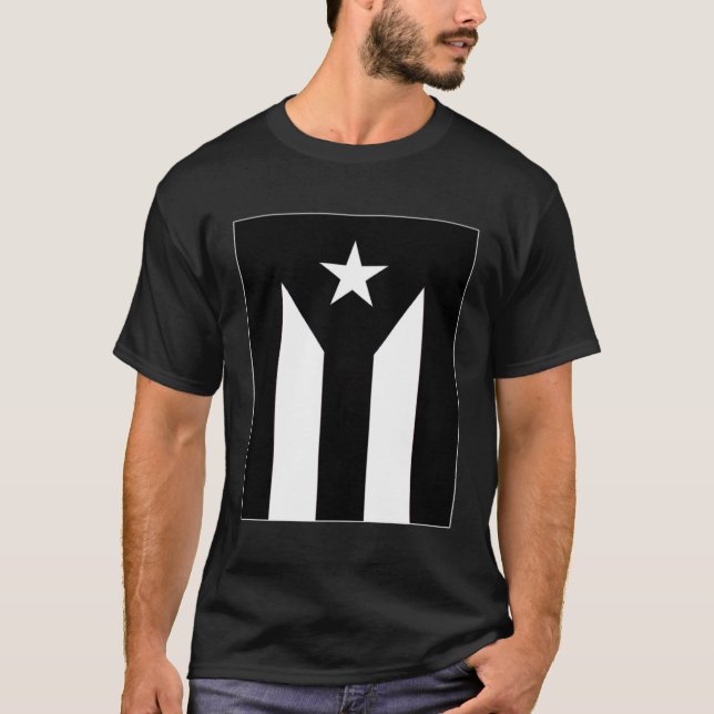 Camiseta Puerto Rico Bandera Blanca Y Negra (Anverso)