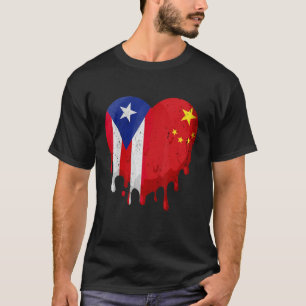 Camiseta Puerto Rico Bandera de China Ciudadano de corazón