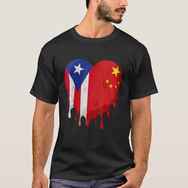Camiseta Puerto Rico Bandera de China Ciudadano de corazón  (Anverso)