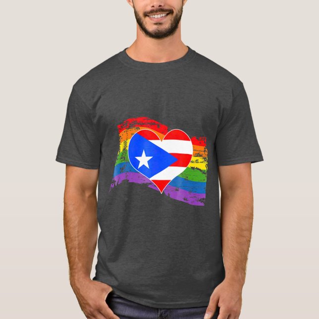 Camiseta Puerto Rico Bandera del Orgullo Gay Ricano LGBT (Anverso)