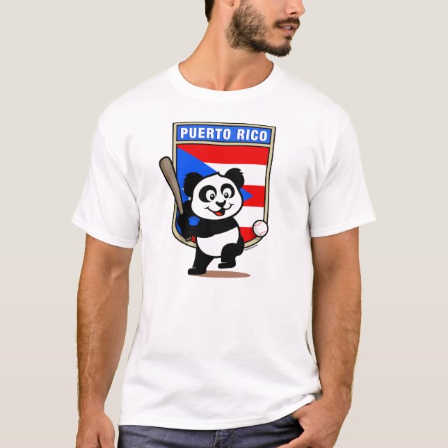 Camiseta Puerto Rico Baseball Panda (camisetas ligeros) (Anverso)