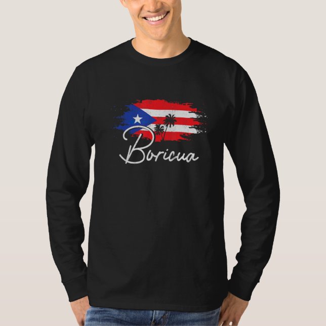 Camiseta Puerto Rico Boricua Bandera Puertorriqueña Etiquet (Anverso)