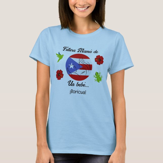 Camiseta Puerto Rico Boricua Boy Baby Shower Mom (Anverso)