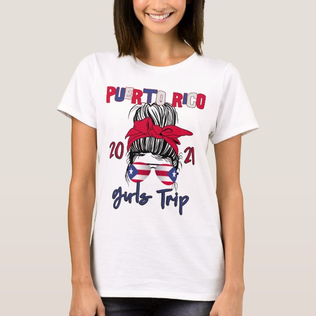 Camiseta Puerto Rico Chicas viajan a solterona cumpleaños  (Anverso)