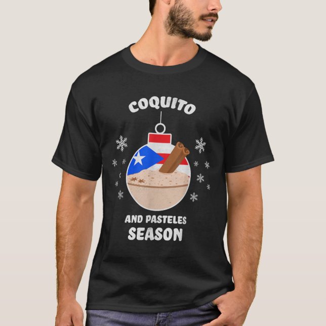 Camiseta Puerto Rico Christmas Coquito And Pasteles Season  (Anverso)