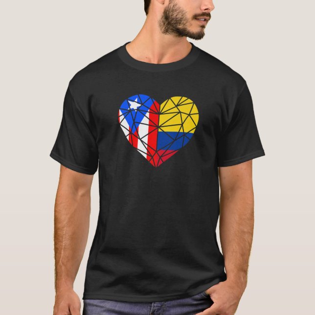 Camiseta Puerto Rico Colombia Flag Boricua Heart Brotherhoo (Anverso)