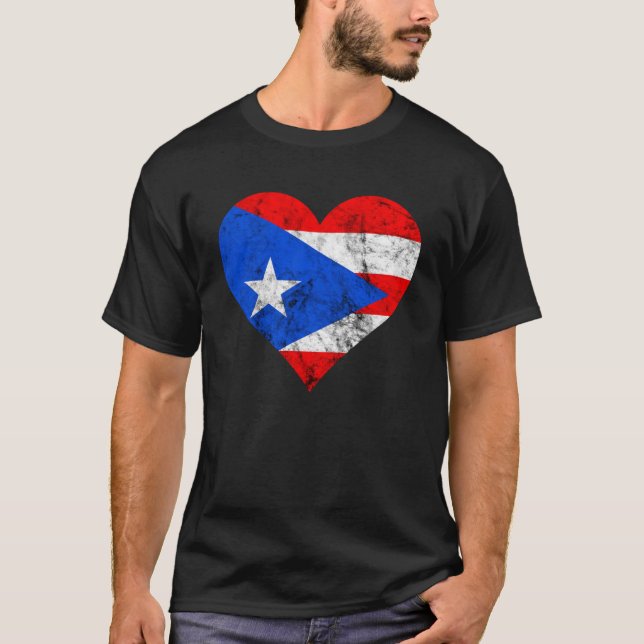 Camiseta Puerto Rico Corazón Puerto Rico Bandera Puertorro  (Anverso)