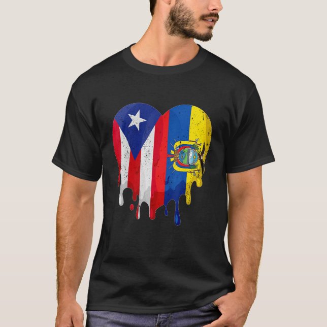 Camiseta Puerto Rico Ecuador Bandera Ciudadano de Corazón c (Anverso)