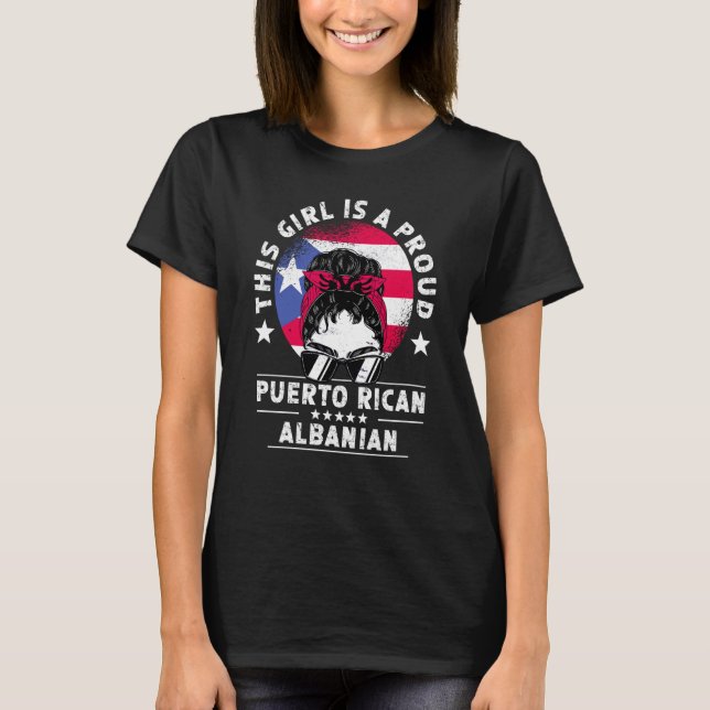 Camiseta Puerto Rico Flag Albania Grown Women Girl Pride (Anverso)