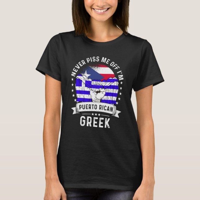 Camiseta Puerto Rico Flag Greece Grown Humor Pride (Anverso)