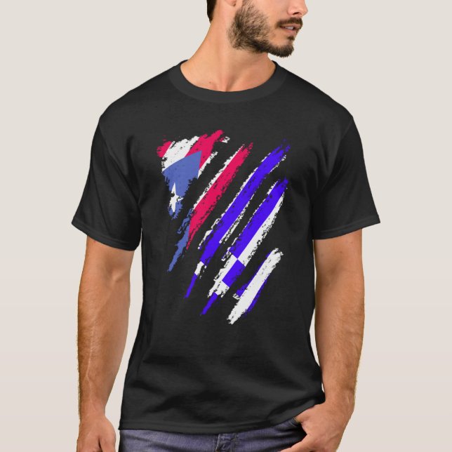 Camiseta Puerto Rico Flag Greece Grown Patriot Country Stri (Anverso)