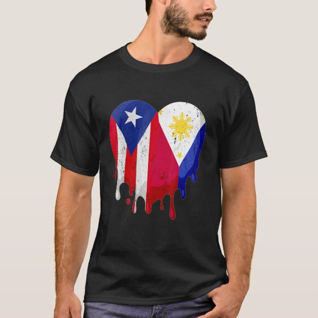 Camiseta Puerto Rico Greece Flag Heart Citizen Grown Patrio (Anverso)