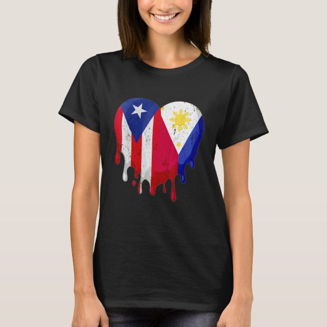 Camiseta Puerto Rico Greece Flag Heart Citizen Grown Patrio (Anverso)