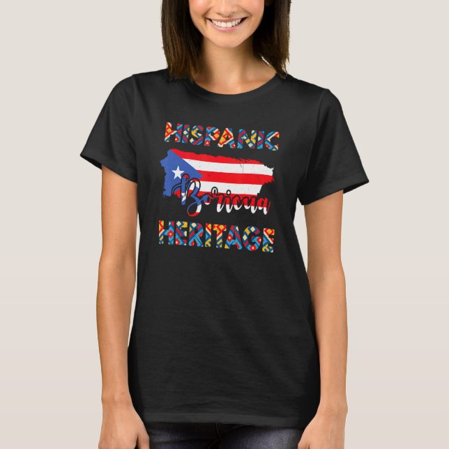 Camiseta Puerto Rico Herencia Hispánica Boricua (Anverso)