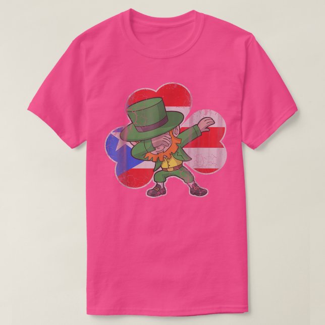 Camiseta Puerto Rico Irlandés Dabbing Leprechaun St Patrick (Diseño del anverso)