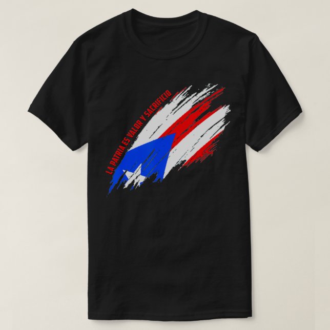 Camiseta Puerto Rico La Patria es Valor y Sacrificio (Diseño del anverso)