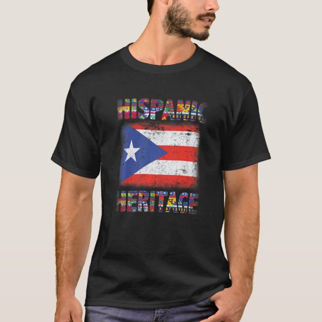 Camiseta Puerto Rico: Mes de la herencia hispana retro puer (Anverso)
