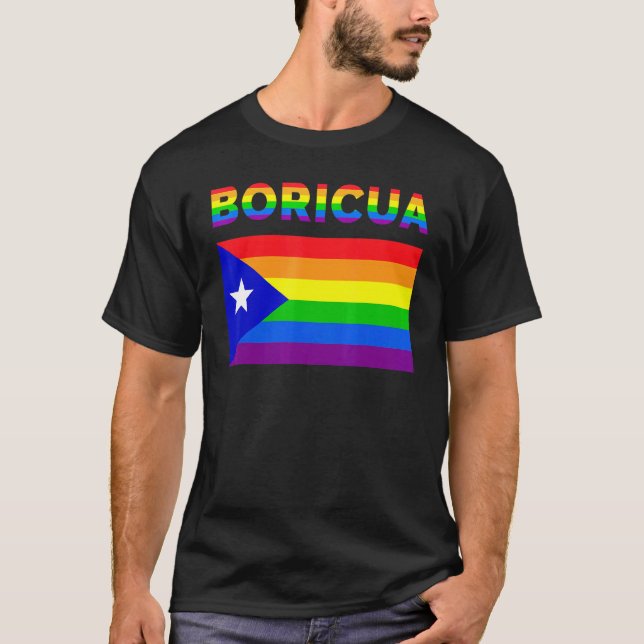Camiseta Puerto Rico Orgullo Gay Boricua Lgbt Arcoiris 1 (Anverso)