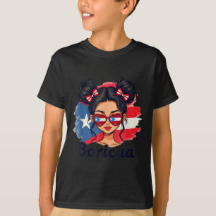 Camiseta Puerto Rico Patrimonio Hispano Moño Desordenado Pu