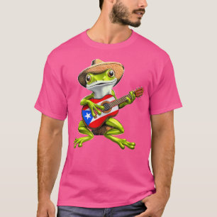 Camiseta Puerto Rico Rana Coqui Tocando Guitarra Taino Bori