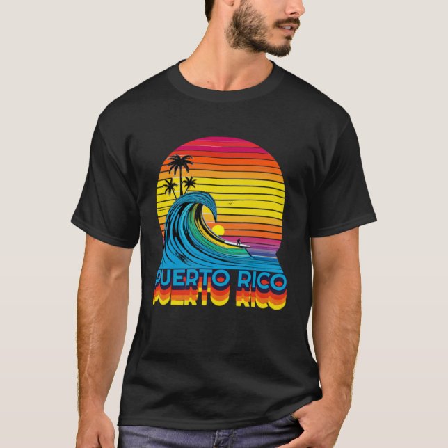 Camiseta Puerto Rico Retro Throwback Surf & Beach Souvenir (Anverso)