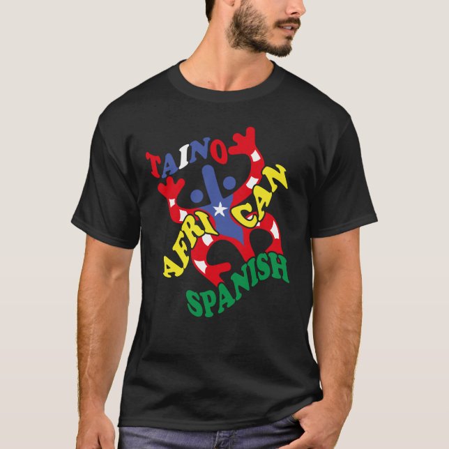 Camiseta Puerto Rico Taino-Africano Español Rota Puerto Ric (Anverso)