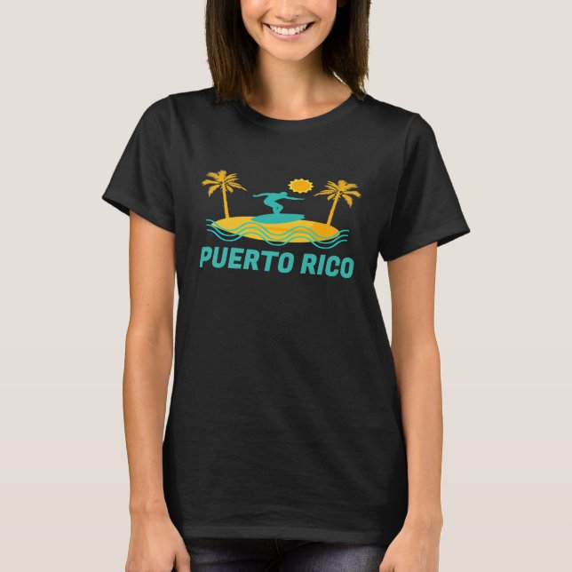 Camiseta Puerto Rico Vacaciones Retro Fun Surf Souvenir Pre (Anverso)